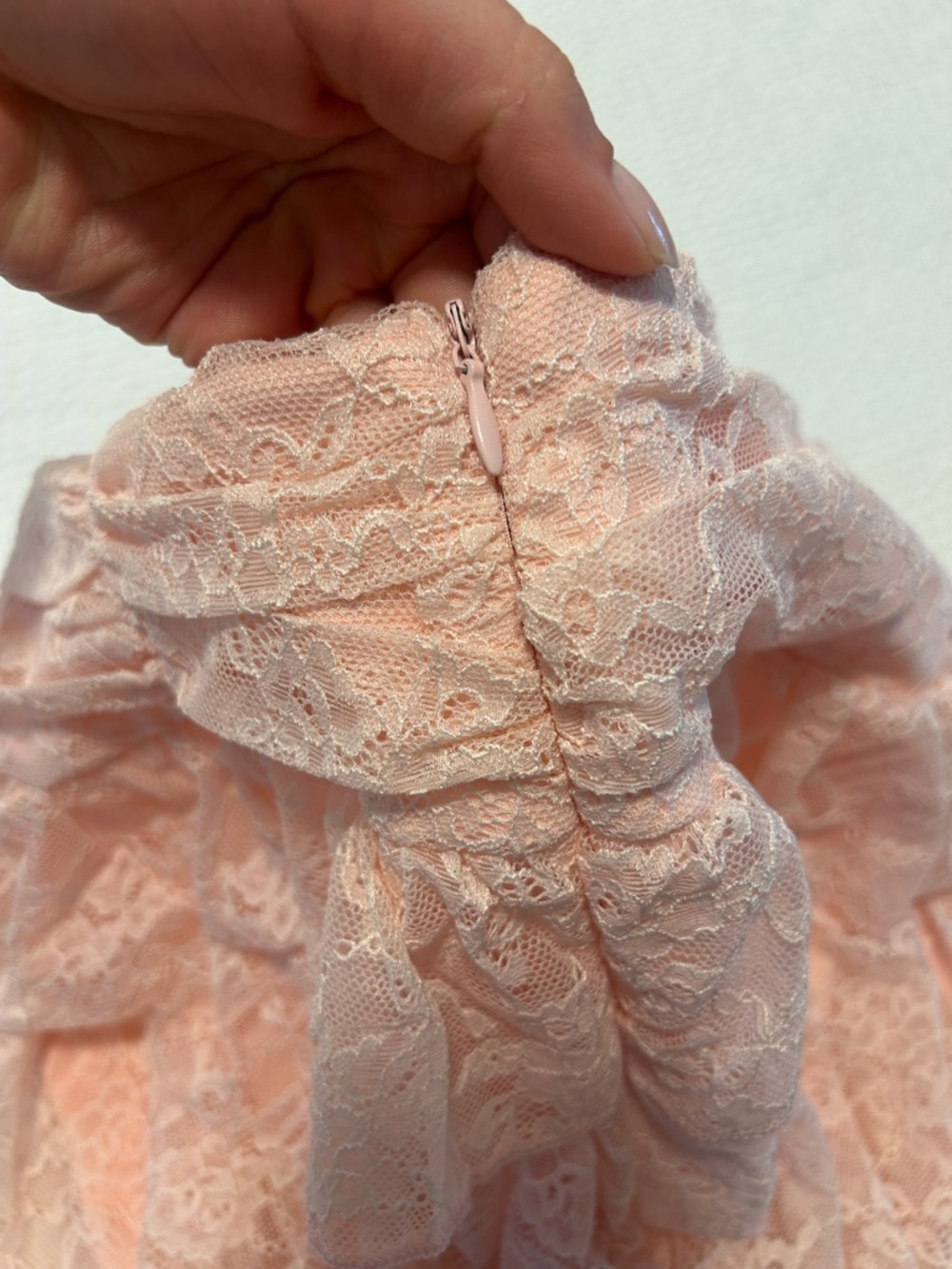 Lace Tiered Mini Skirt - Blush Pink - Picture 3 of 5